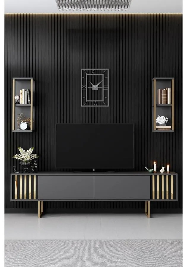 TV szekrény Gold Line - Anthracite, Black