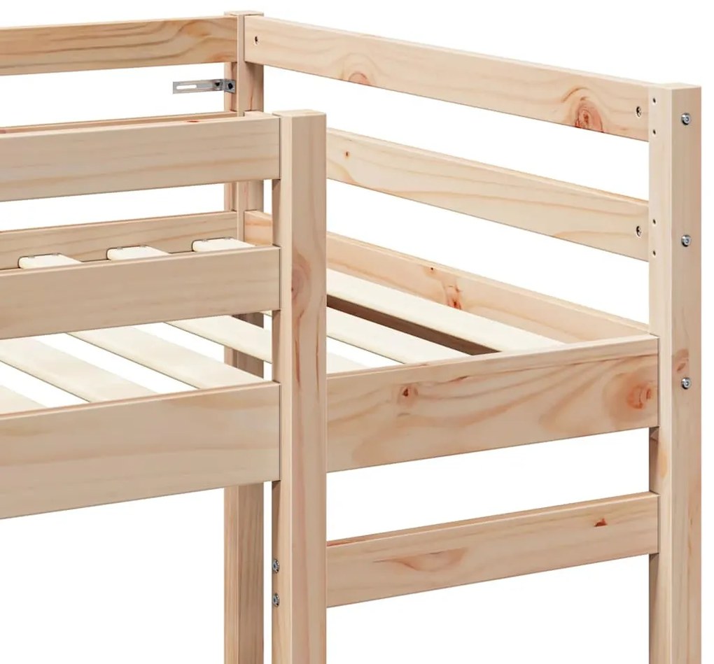 vidaXL Tetőtéri ágykeret Természetes 90 x 200 cm Tömör fenyőfa