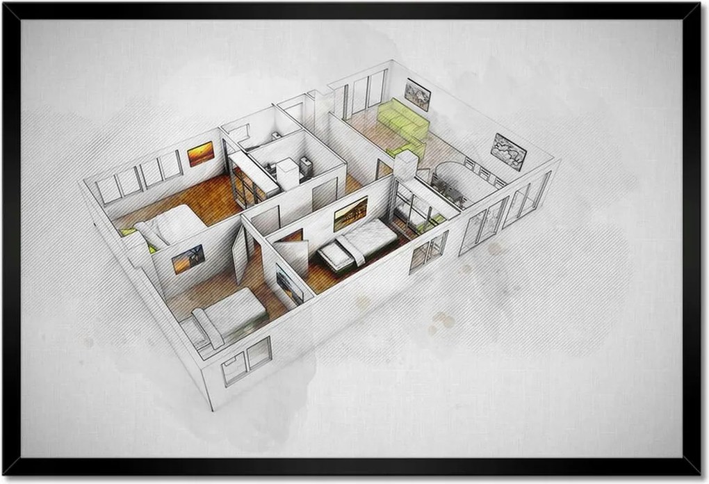 Poszterek keretben 60x40 3D design vizualizáció