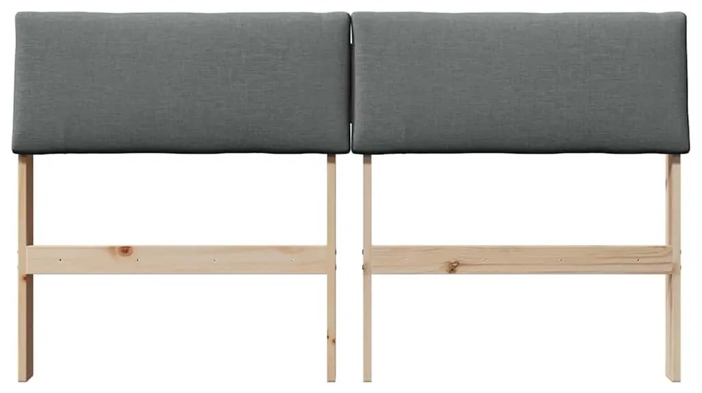 Kárpitozott fejtámla Sötétszürke 160 cm Tömör fenyőfa