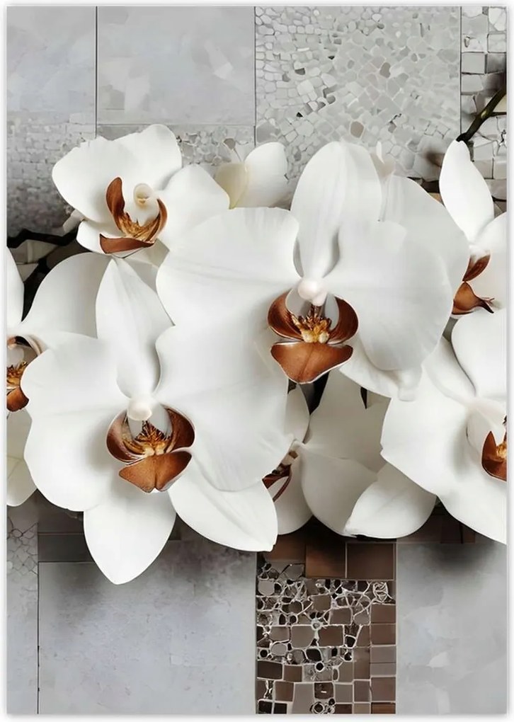Poszterek A2 Pion Fehér orchideák és mozaik