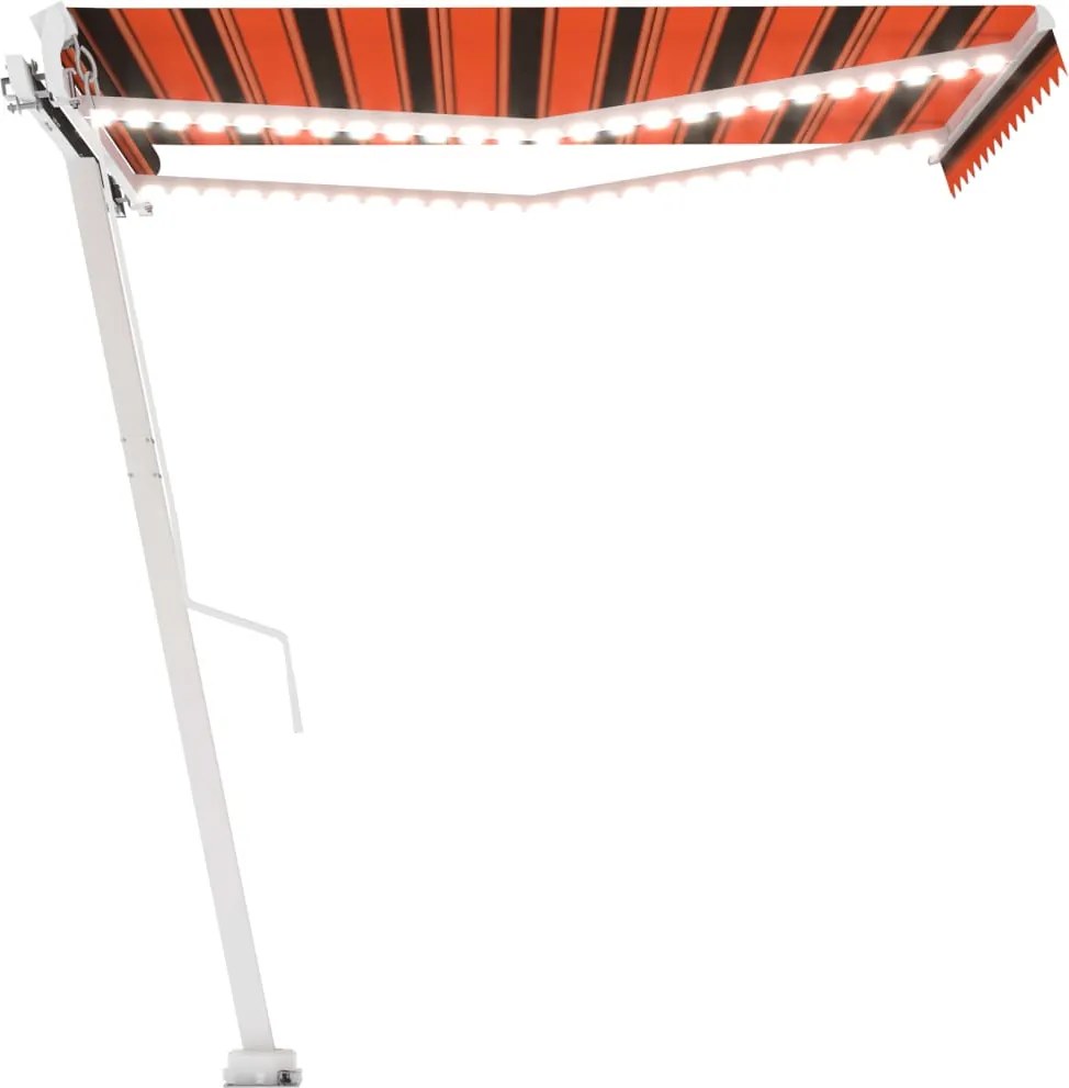 vidaXL narancssárga és barna kézzel kihúzható napellenző 350 x 250 cm