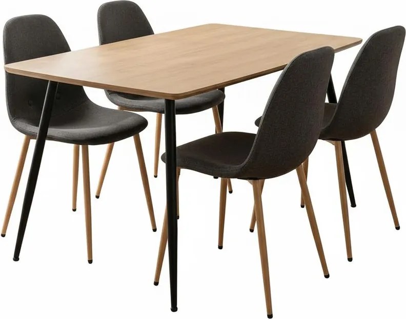 AVENBERG NATURAL Étkezőgarnitúra 4 szék + asztal 120cm, szürke