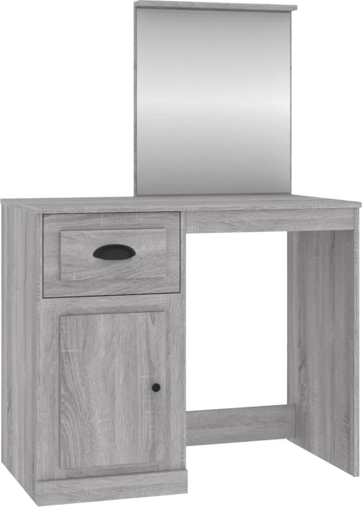 vidaXL szürke sonoma szerelt fa tükrös pipereasztal 90 x 50 x 132,5 cm