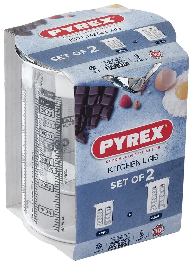 Pyrex üveg mérőpohár készlet 2 db, 0,25 l + 0,5 l