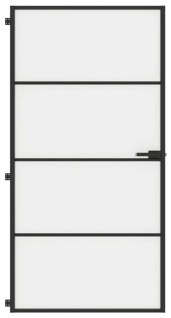 Fekete edzett üveg és alumínium beltéri ajtó 102,5x201,5 cm