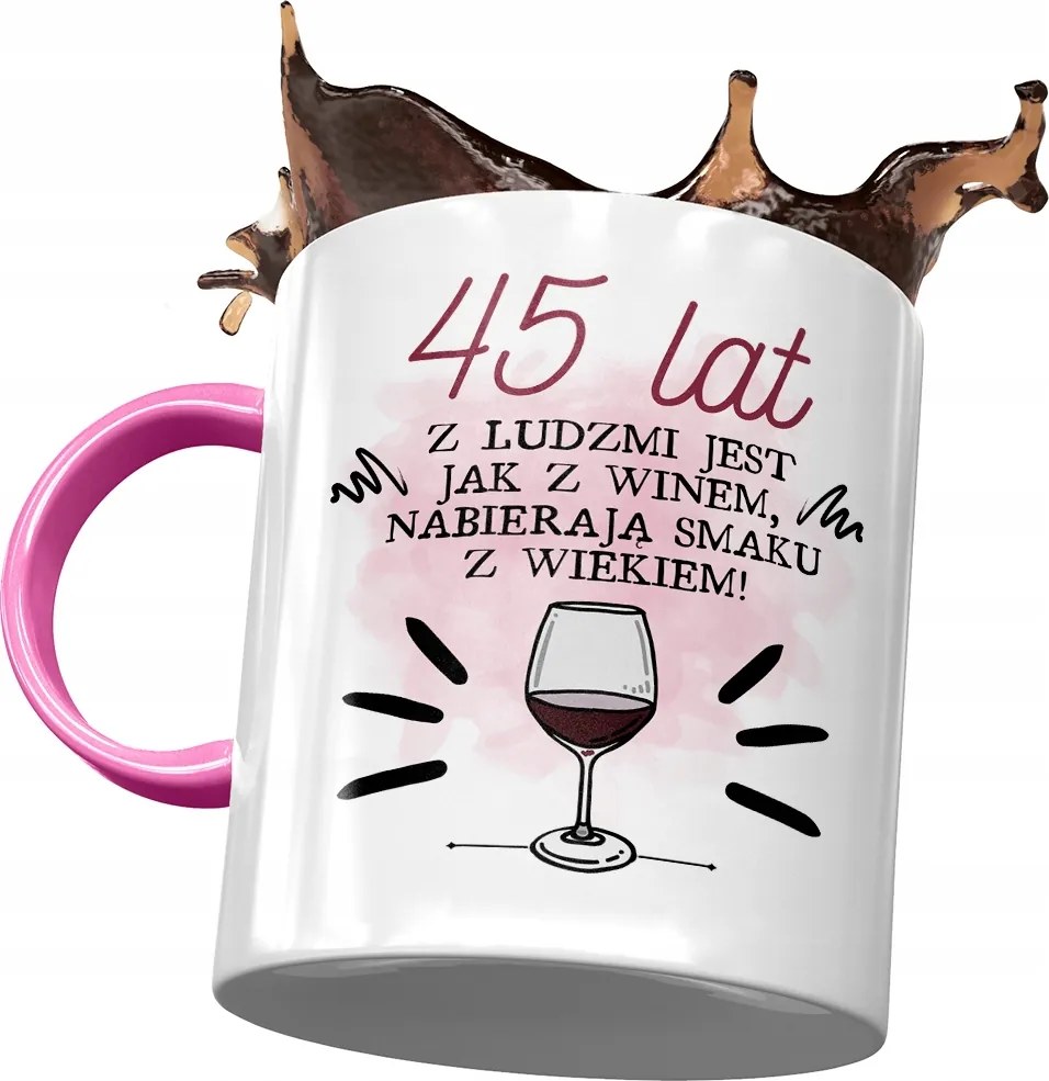 Rózsaszín Bögre Születésnapra 45 45-es 45-ös Ajándék Nyomtatott Fotóval