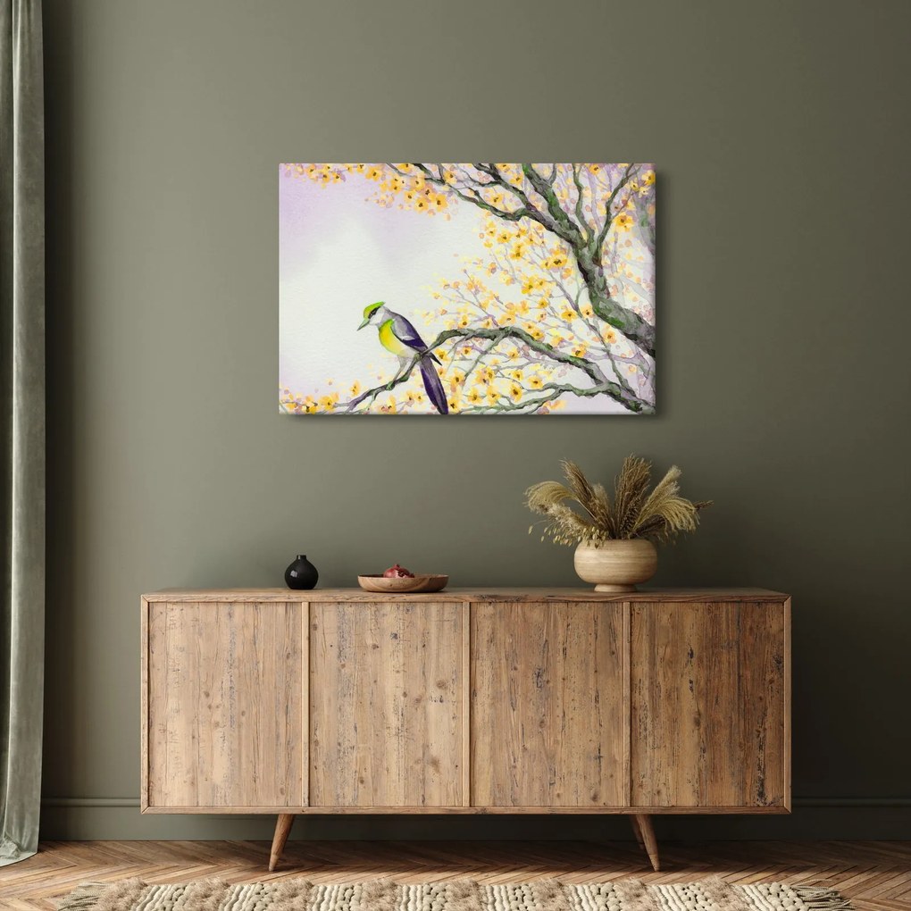 Kép - Akvarell madár a fán (90x60 cm)