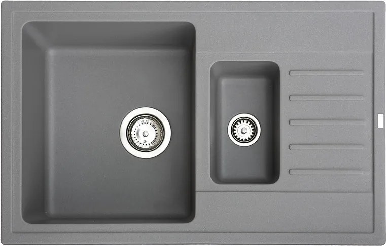 Quadro Plus 1.5D Metalac 372988 Gránit Mosogatótálca - Extra mély, Csepegtetőtálcás, Design, Grafit