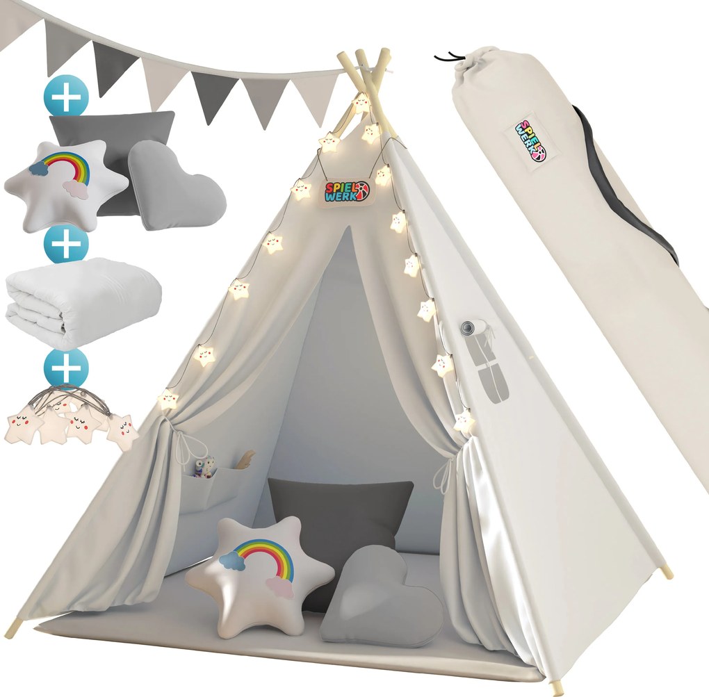 Deuba Gyerek teepee sátor 160x130x130 cm - fehér