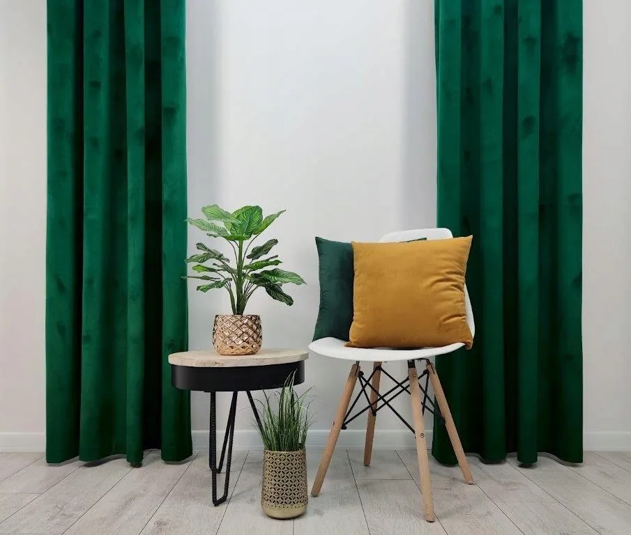 Bársony függöny kész üveg zöld 140x250