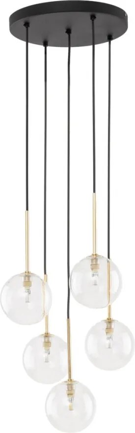 TK LIGHTING 5943 NILOS Többágú Függesztett Lámpa Fekete, Átlátszó, Arany G9 IP20