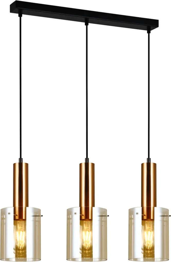 ITALUX PND-5581-3-BRO-AM SARDO Többágú Függesztett Lámpa Borostyán, Sárgaréz E27 IP20