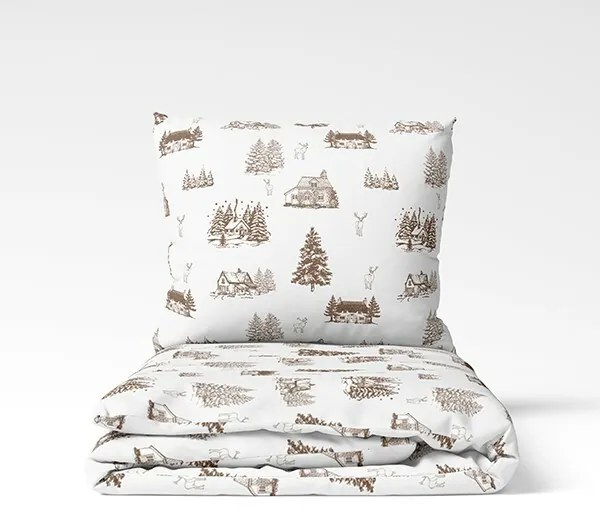 Karácsonyi pamut ágynemét Zimní krajina , 140 x 200 cm, 70 x 90 cm