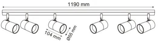 Zuma Line 2204BD-6-BK - Spotlámpa FORI 6xGU10/50W/230V fekete/arany