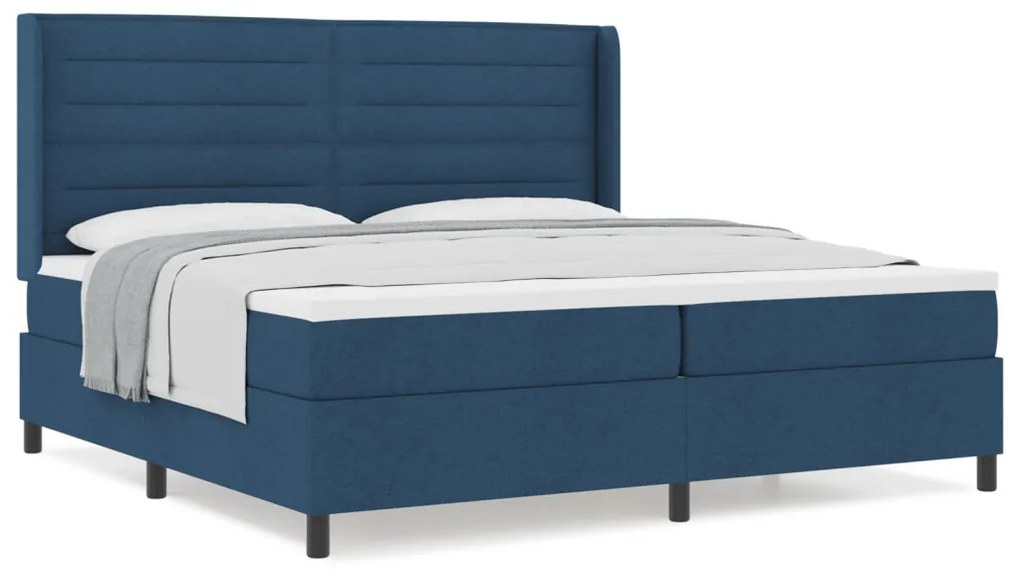 Boxspring Ágy Matraccal Kék 200x200 cm Szövet