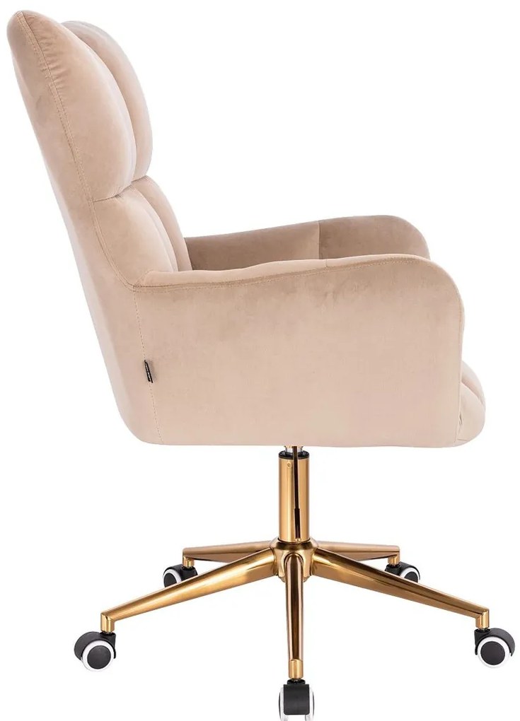 HR650K Latte modern velúr szék arany lábbal