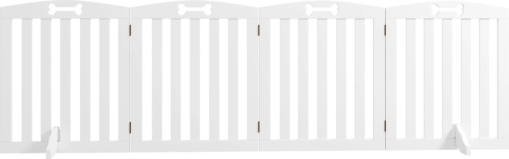 PawHut Kutya Korlát, 4-paneles, 207,5 x 61 cm Összecsukható Ajtóvédő 2 Támogatólábbal, Stabil Kutya Korlát, Lépcsőkorlátozó Közepes Kutyák Számára, Fo
