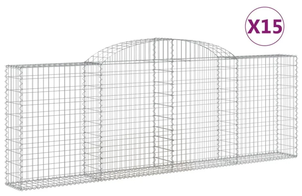 15 db íves horganyzott vas gabion kosár 300 x 30 x 100/120 cm