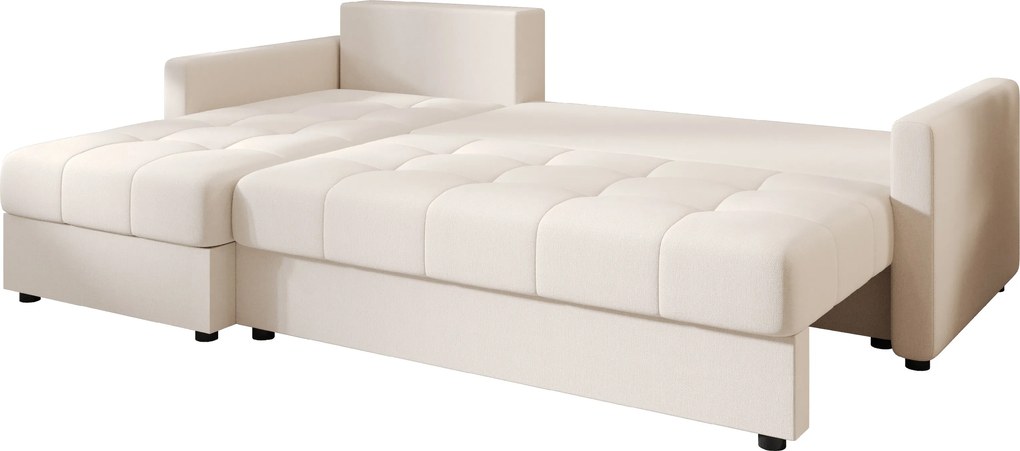 Kinyitható kétoldalas L-alakú ülőgarnitúra VENORIA 220x143 cm, krém színű + 2 díszpárna ingyen