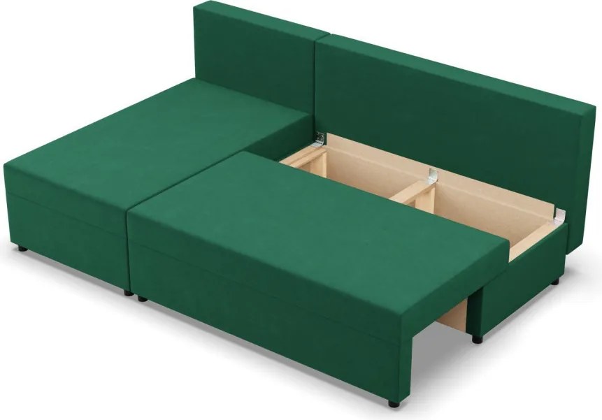 Nobu sarokkanapé, bársony, univerzális oldal, zöld