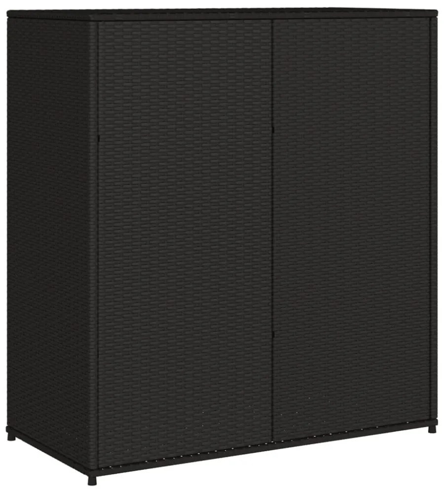 fekete polyrattan kerti tárolószekrény 105 x 55 x 113 cm