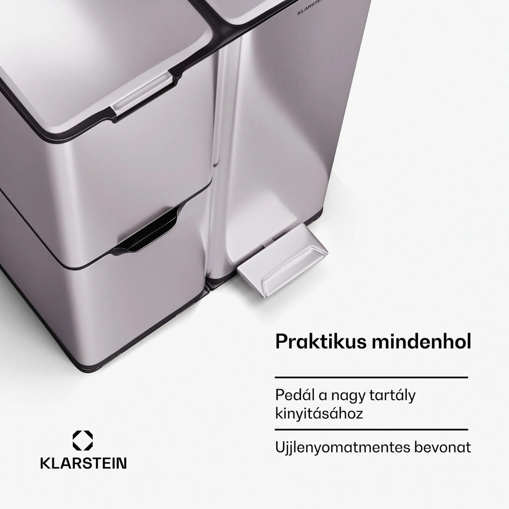 Klarstein Tiyo 3 az 1-ben szemetes 60 l levehető vödörrel, soft-close záródással