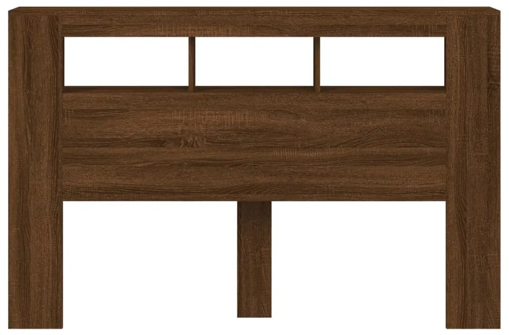 barna tölgyszínű szerelt fa LED-es fejtámla 160x18,5x103,5 cm