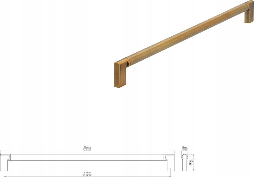 Bútorfogantyú Siro 2565-334ZN79ZN79 régi szálcsiszolt sárgaréz