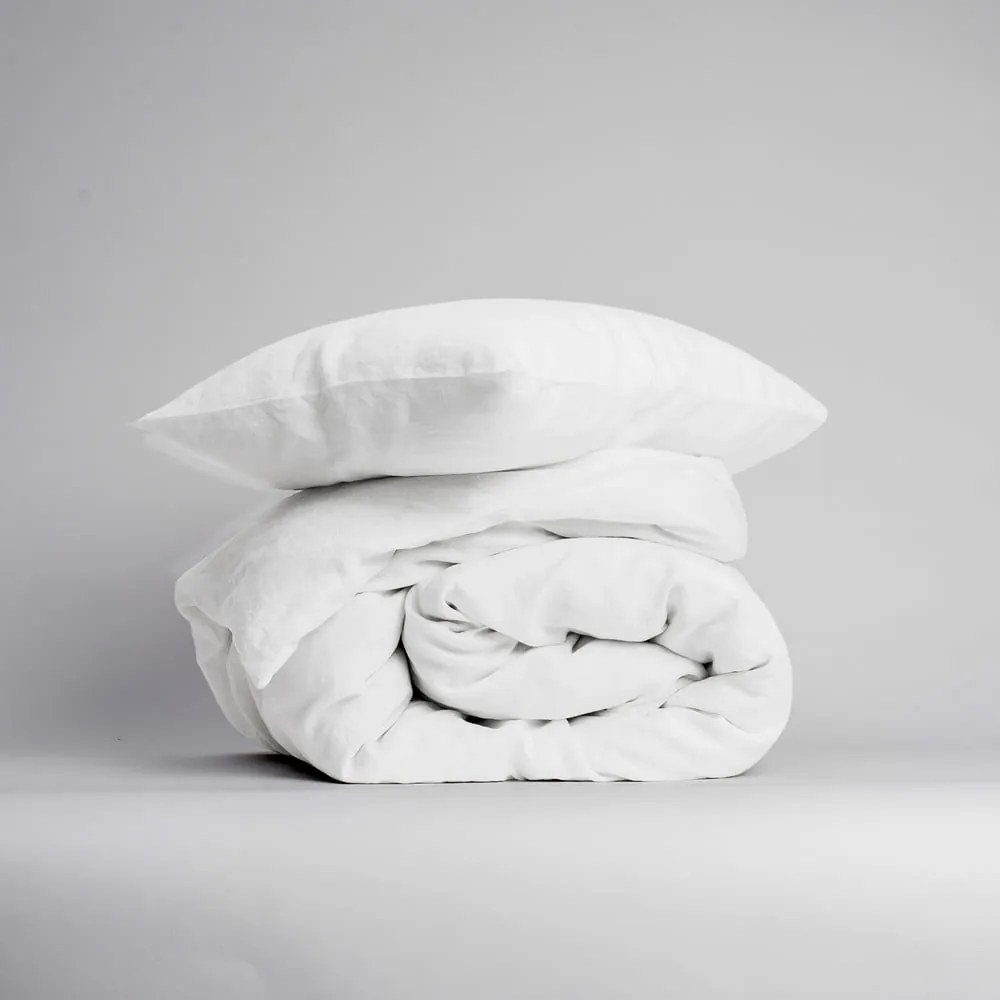 Fehér egyszemélyes hosszabbított lenkeverék ágyneműhuzat 165x220 cm – Linen Tales