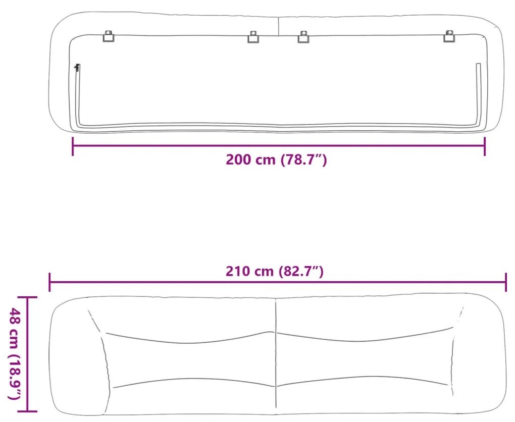 krémszínű szövet fejtámla párna 200 cm