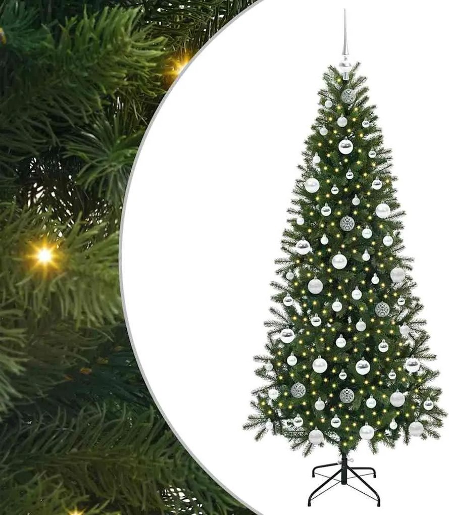vidaXL Mű karácsonyfa 300 LED-del állvánnyal Zöld 180 cm PE és PVC