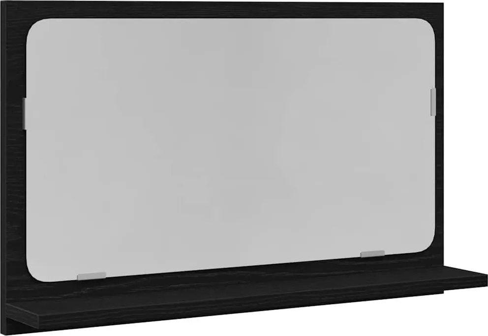 vidaXL Tükörpolc polcokkal Fekete tölgy 60 x 10,5 x 37 cm Faanyag