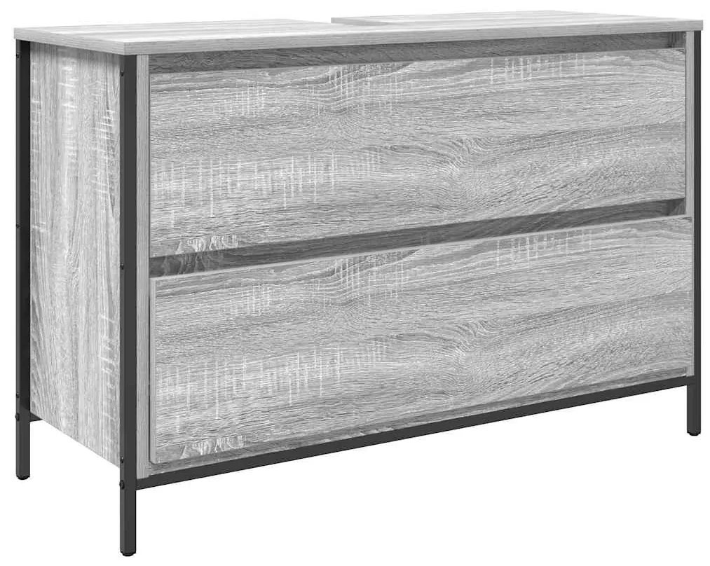 sonoma színű fürdőszobai mosdószekrény fiókokkal 90x34,5x60 cm