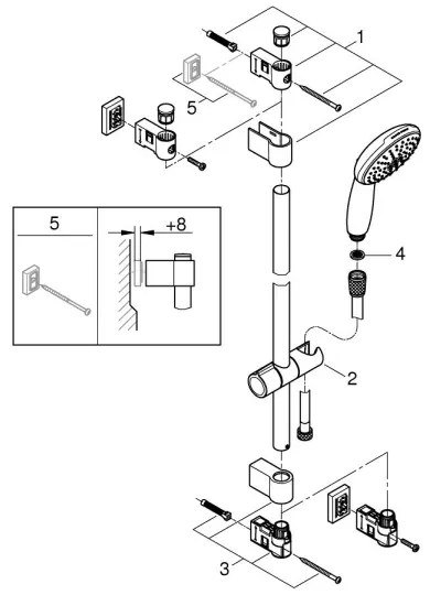 GROHE 26955001 - VITALIO START 110 zuhanyszett 900 mm rozsdamentes acél