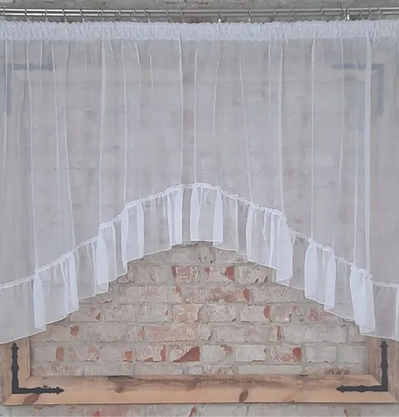 Készfüggöny 300x150, fehér napellenző, íves, fodros, szalagos, nappali, szoba