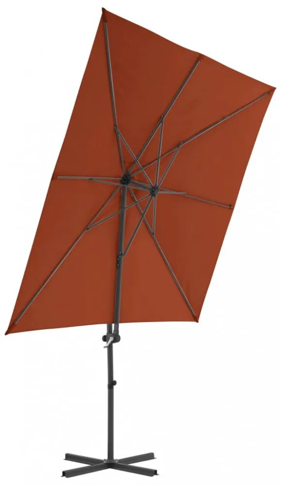 terrakotta konzolos napernyő acélrúddal 250 x 250 cm