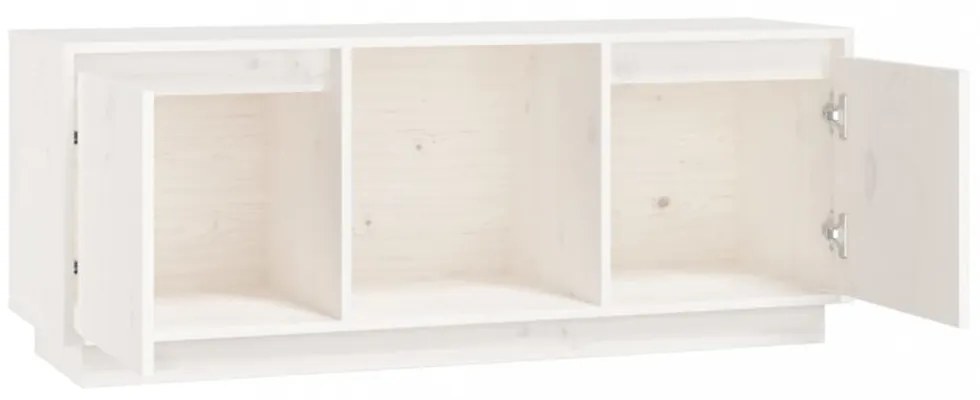 fehér tömör fenyőfa TV-szekrény 110,5x35x44 cm