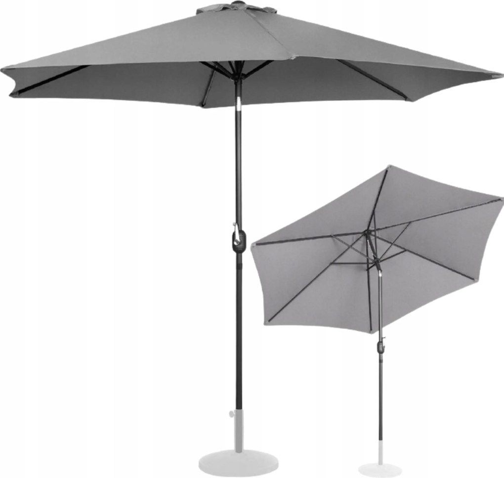 Kerek Kerti Esernyő Forgattyúval Átm.300Cm Szürke Erkély Dönthető Nagy