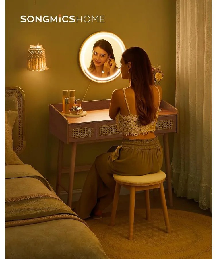 Fésülködőasztal tükörrel és világítással bézs színben