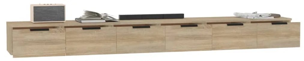 2 db sonoma tölgy színű szerelt fa faliszekrény 102x30x20 cm