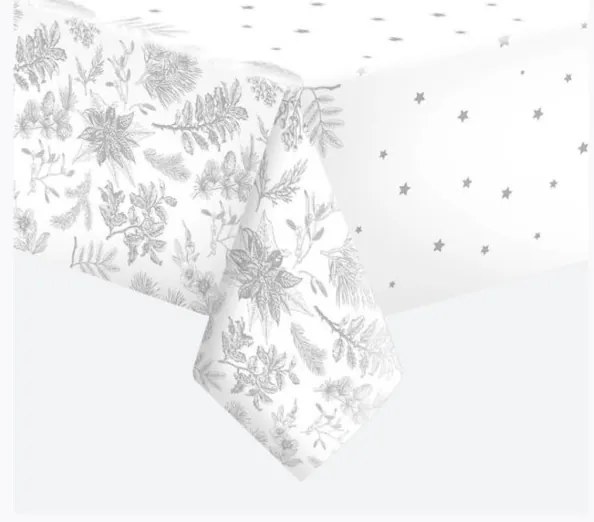 Karácsonyi Botanical Silver papír asztalterítő 120x180 cm