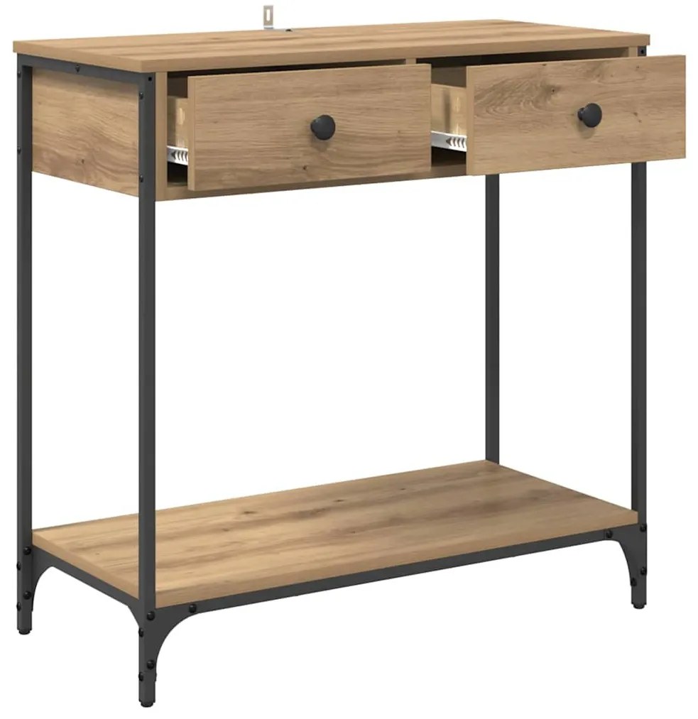 vidaXL Konzolasztal fiókkal Artisan tölgy 75 x 34,5 x 75 cm Faanyag