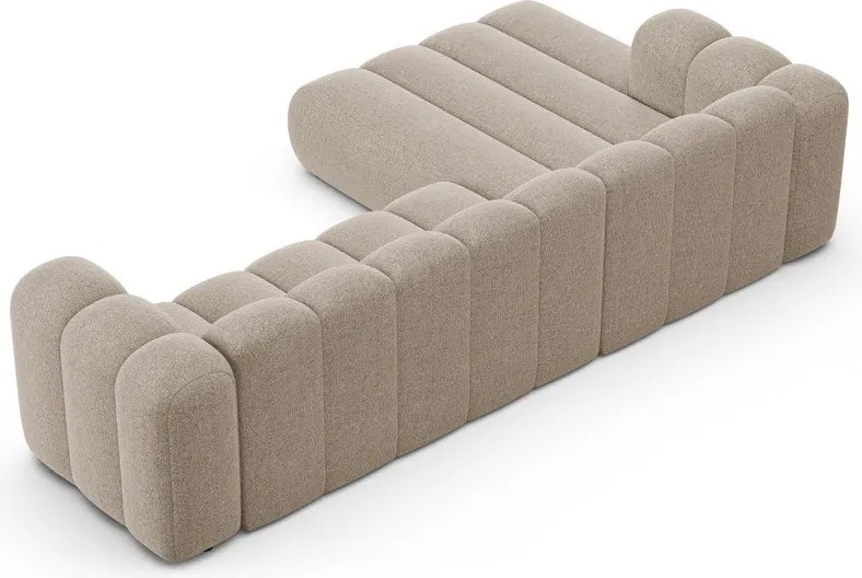 Bézs zsenília sarokkanapé (bal oldali-heverő résszel) Lupine – Micadoni