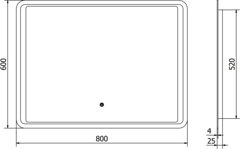 Mexen Zusa 80 x 60 cm-es fürdőszobai megvilágított tükör, LED 6000K, páramentes - 9808-080-060-611-00