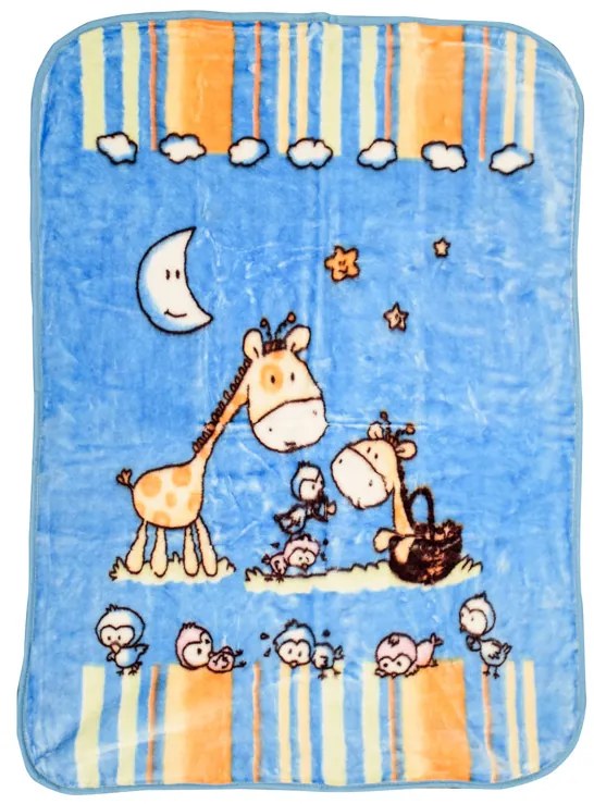 Kék gyerek pléd ZSIRÁF, 80x110 cm
