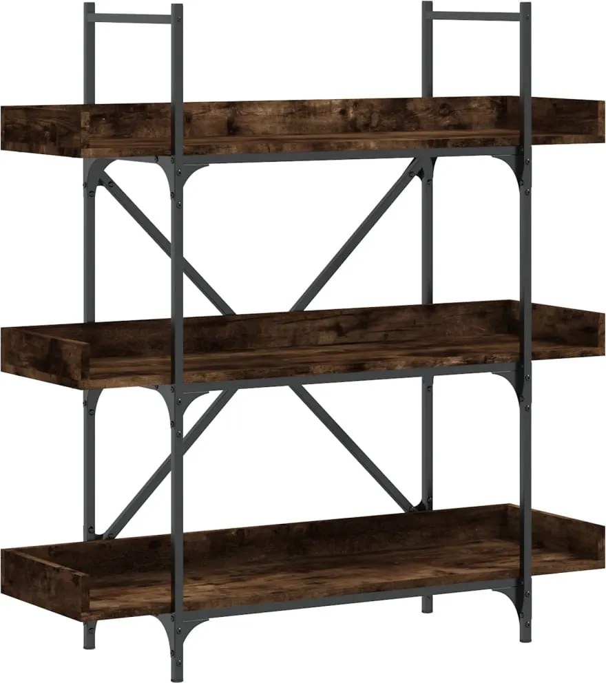 vidaXL 3-szintes füstös tölgy szerelt fa könyvespolc 100x33x108,5 cm