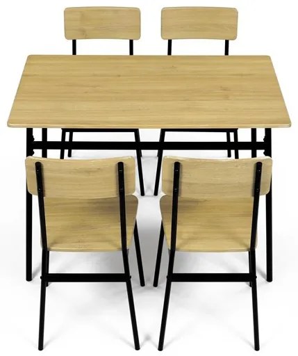 Jídelní set s 4 židlemi, 110x70x76cm, mdf, divoký dub, AUT-O2155 OAK