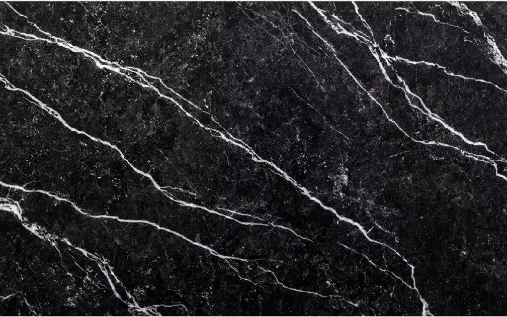 AKCIÓ Fekete étkezőasztal RAMOD 100x60 cm, márvány dekoráció II. osztály