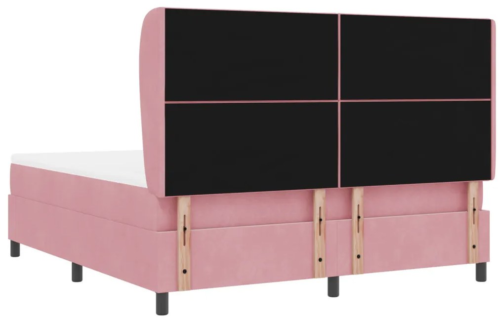 Boxspring Ágy Mattal Rózsaszín 180x200 cm Bársony
